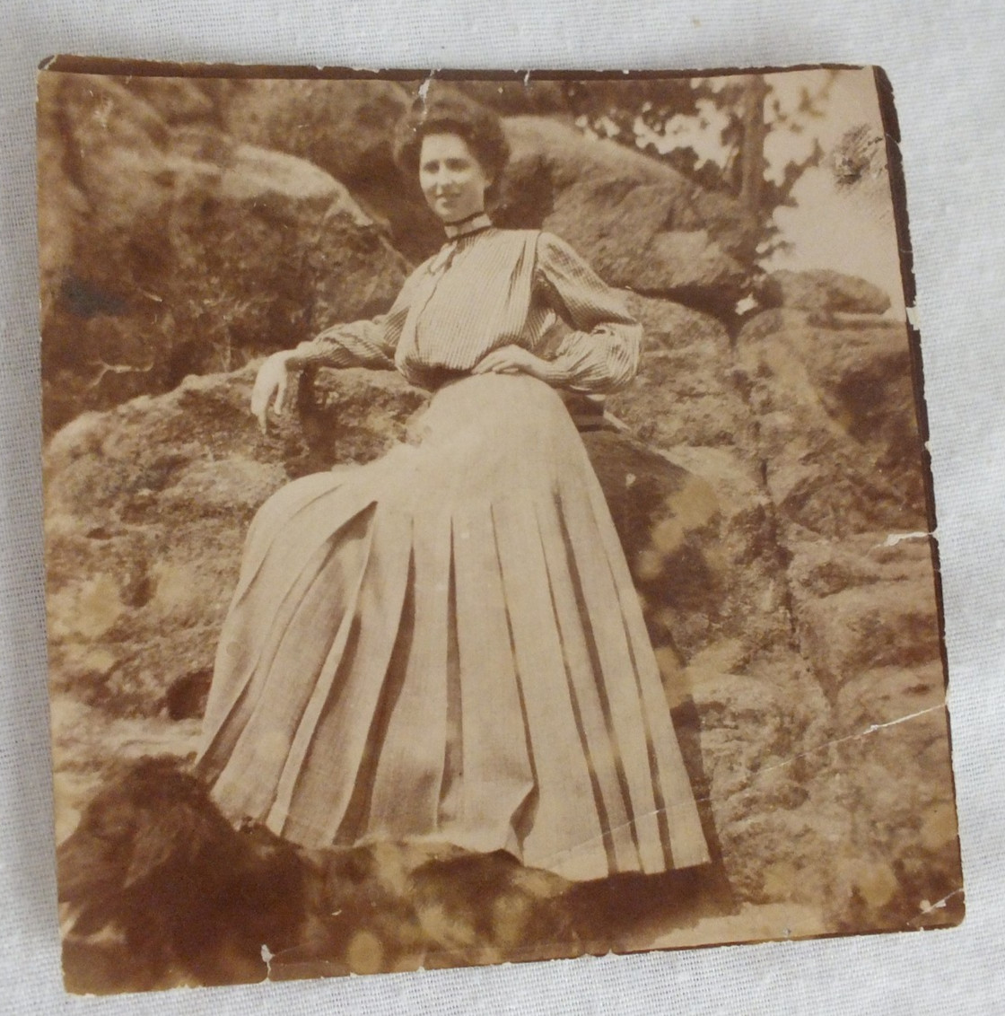 antique print photo 3.5″ sq vtg Portrait 1906 Canon city Co Pearl Hall Teacher