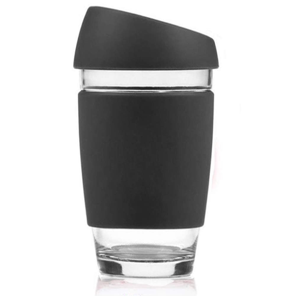 ACEVER Reusable Glass Cup/Travel Mug Tumbler with Food-grade 16 Ounces, Black