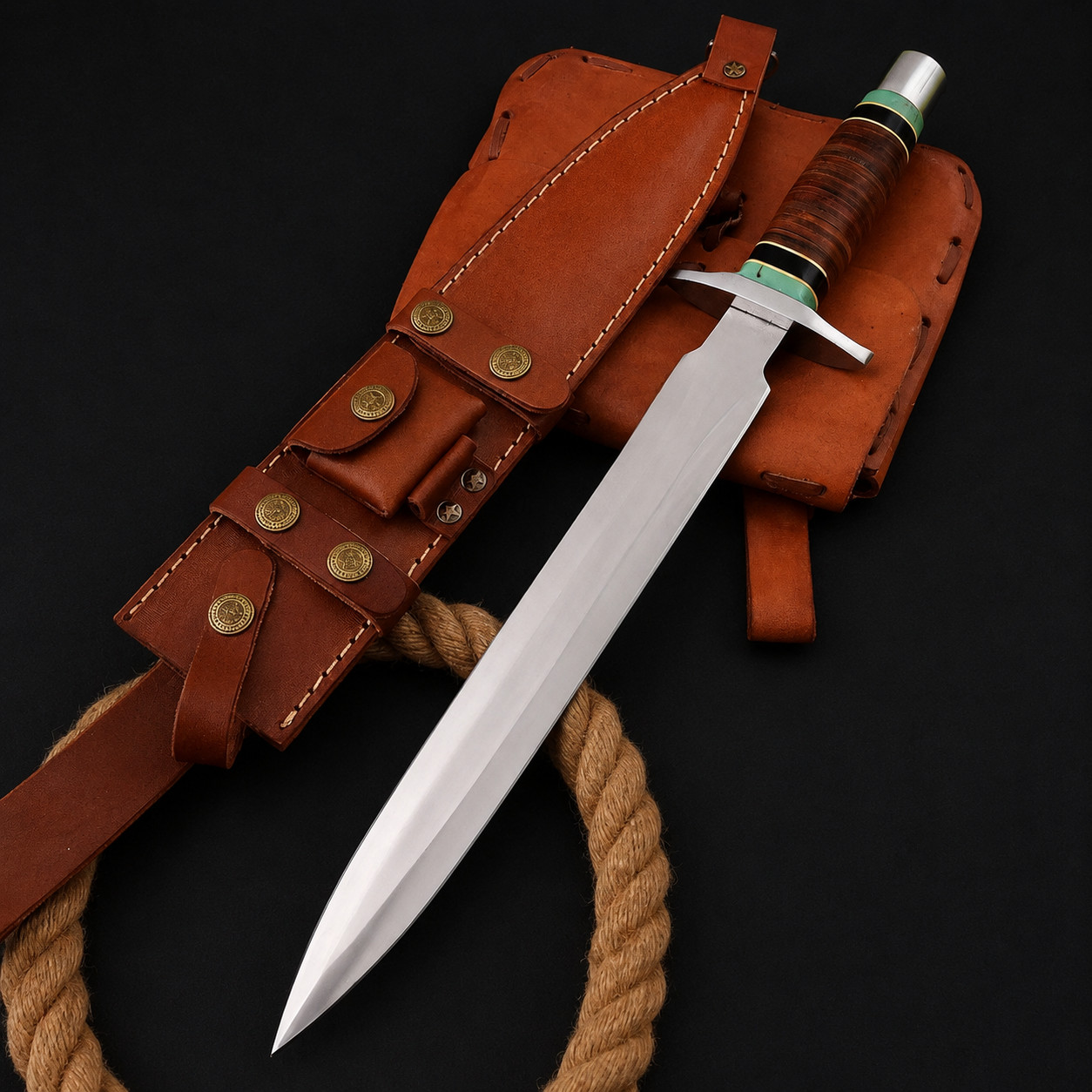 17″ ARKANSAS TOOTHPICK Custom Handmade D2-Tool Steel DAGGER KNIFE W/Sheath 2404