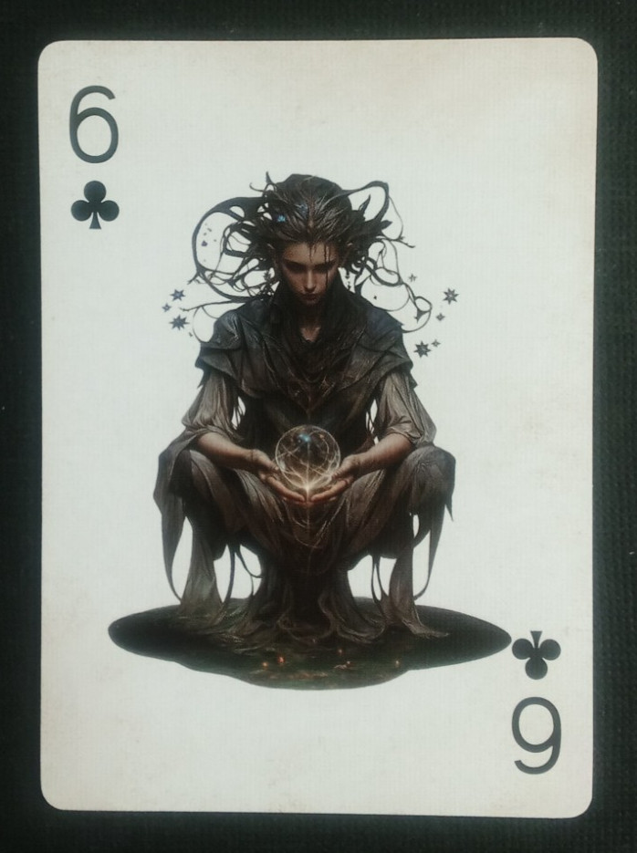 Magical Beautiful Fantasy Character & Creature Playing Card 6 Clubs