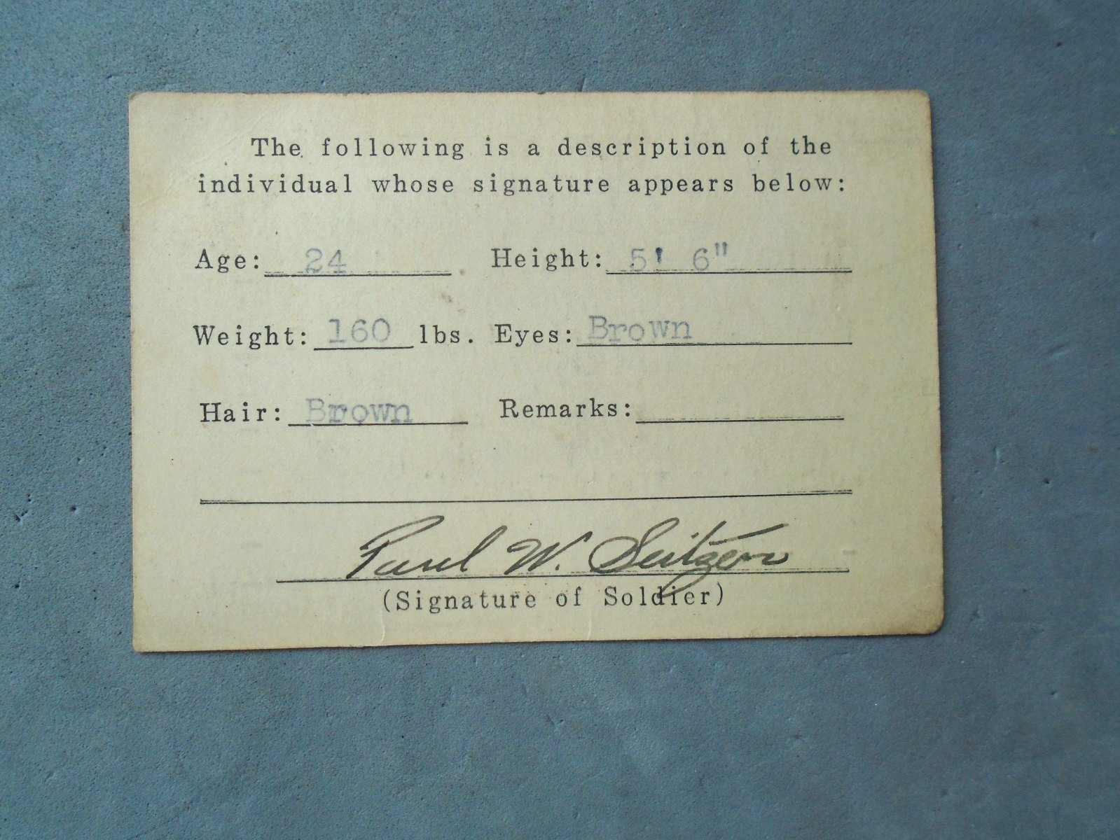 Randolph Field, TX, 1941 Identification Card