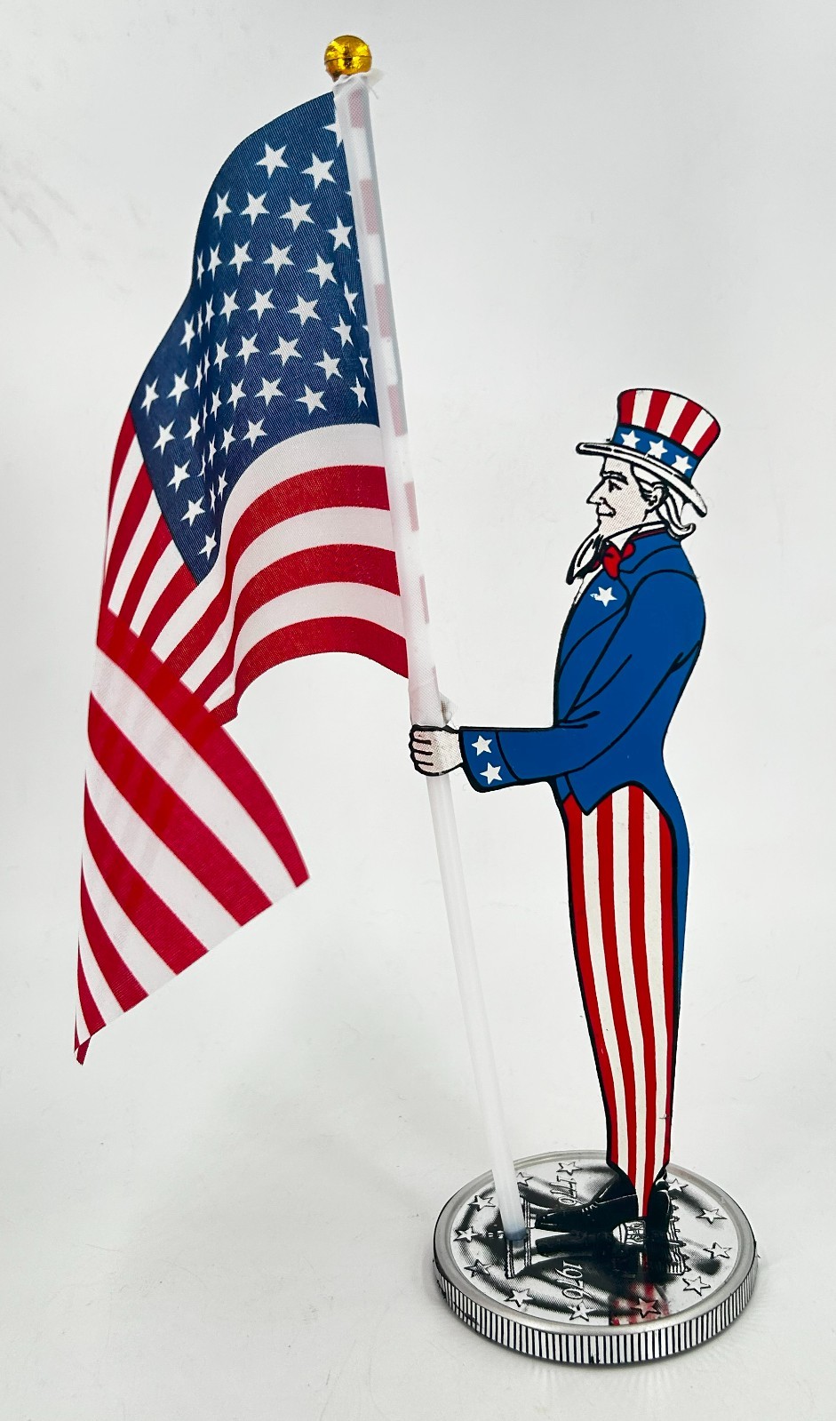 Uncle Sam Flag Holder – Desktop Size – Perfect for Gifting and Decoration!