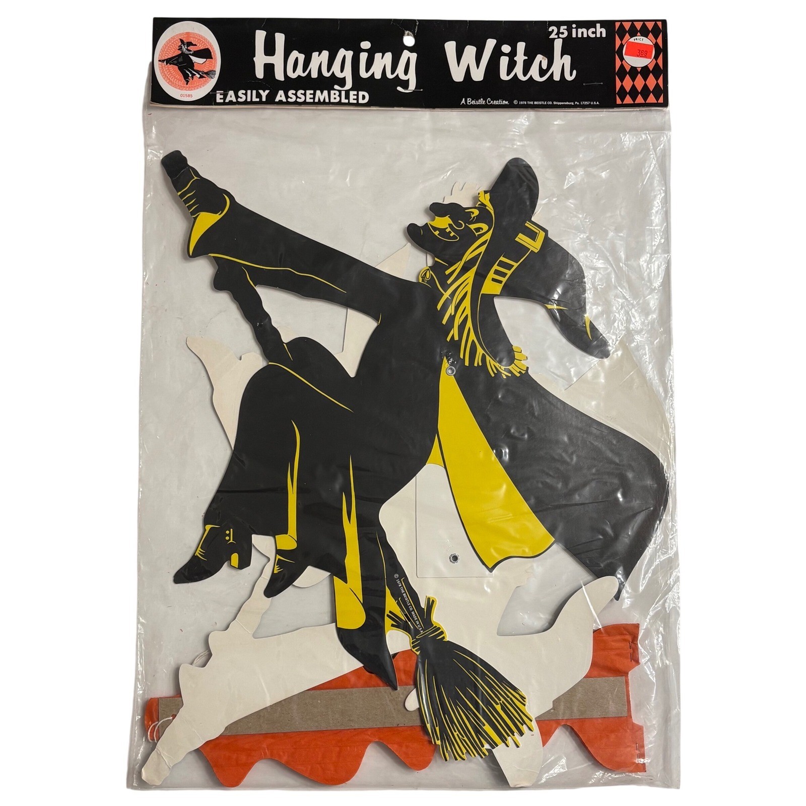 Vintage 1978 Beistle Hanging Witch Halloween Decoration 25 Inch New in Package