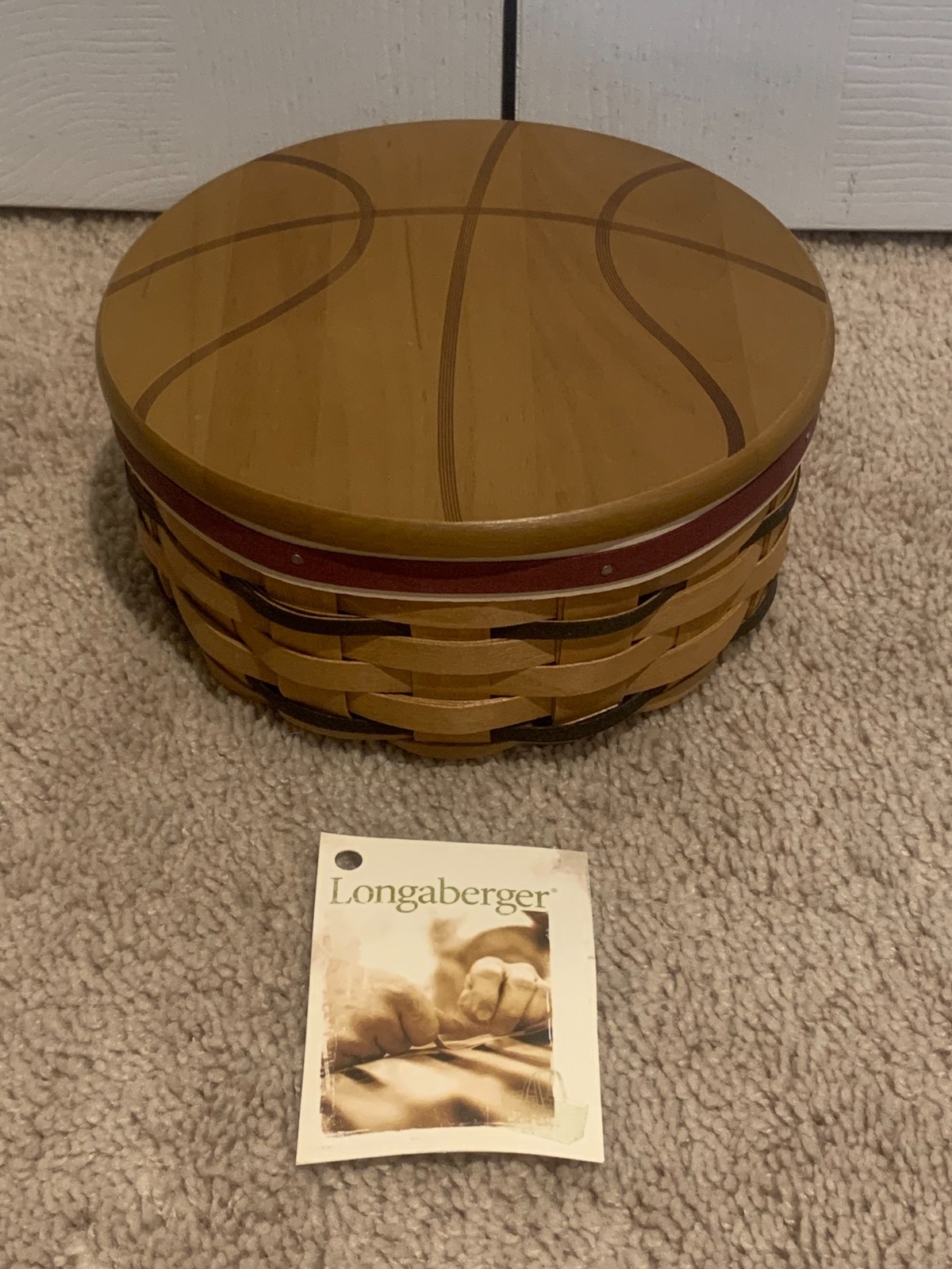 * LONGABERGER * 2009 Warm Brown TIPOFF Combo (Basket, Lid, Protector) Basketball