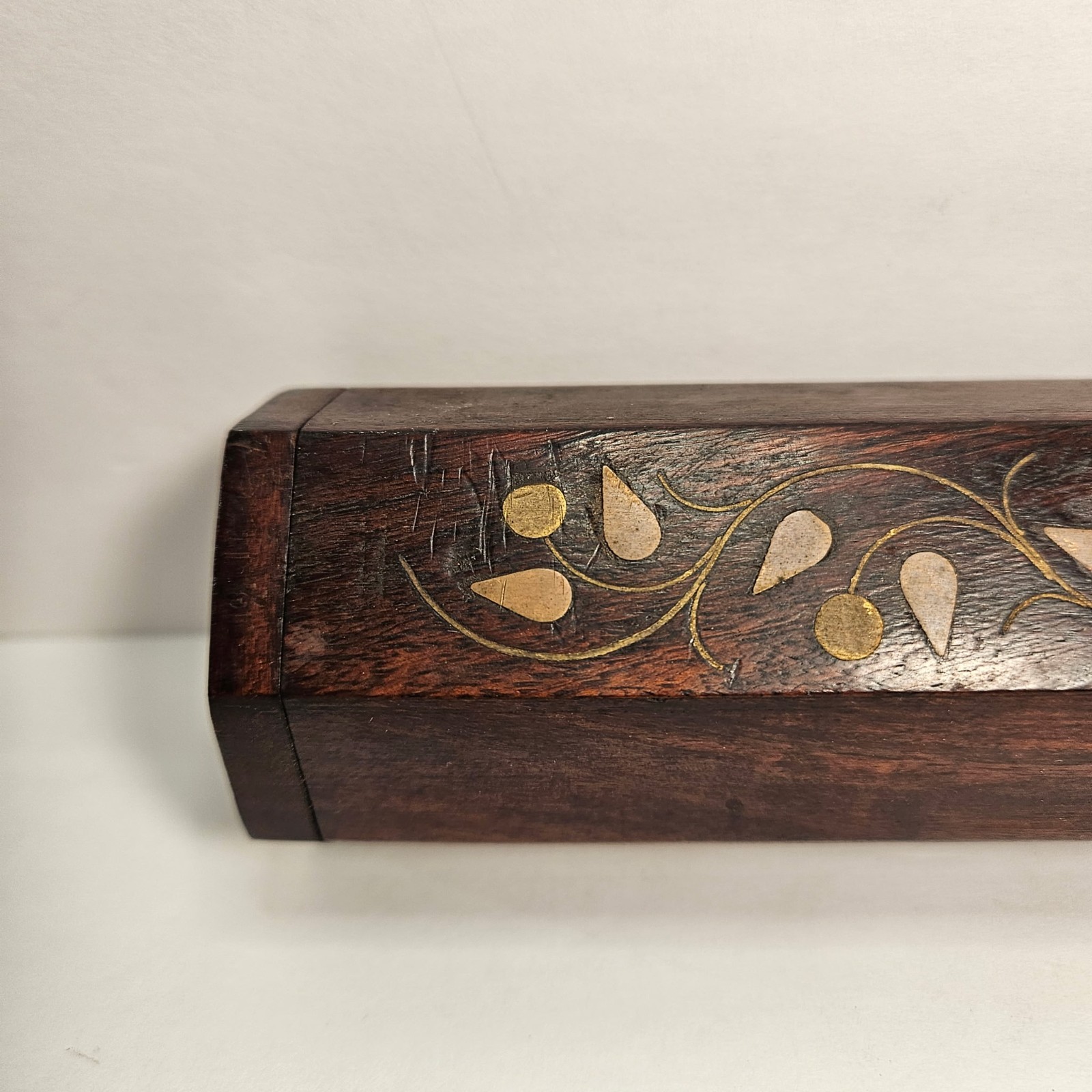 Wooden Handcrafted Rectangle Box from Archana Crafts India Brass Inlay Designs
