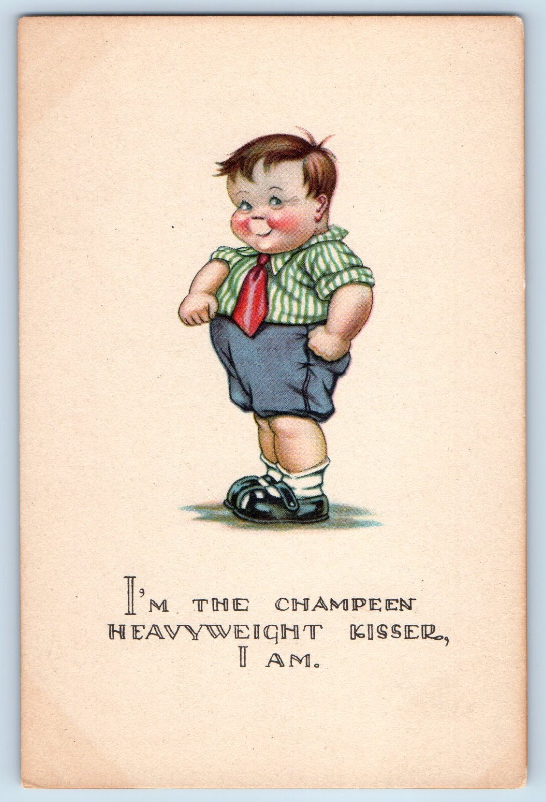Twelvetrees Postcard Humor Fat Boy I’m The Champeen Heavyweight Kisser I Am