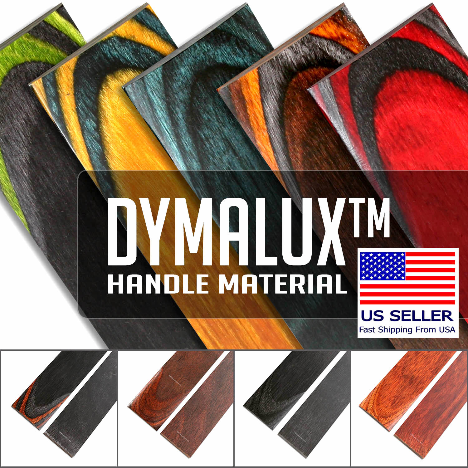 Dymalux Knife Handle Material – Layered Wood Scales (5.00in x 1.50in x 0.250in)