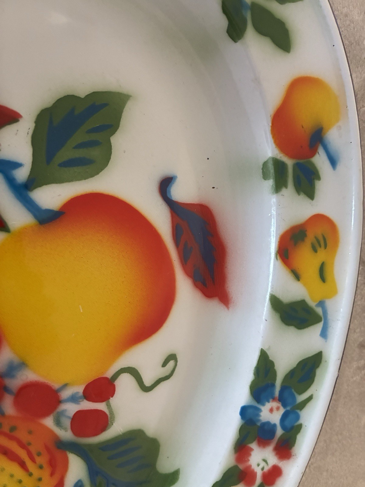 Enamelware Fruit Flowers Oval Serving Tray Approx. 18×14” Platter Colorful Vtg