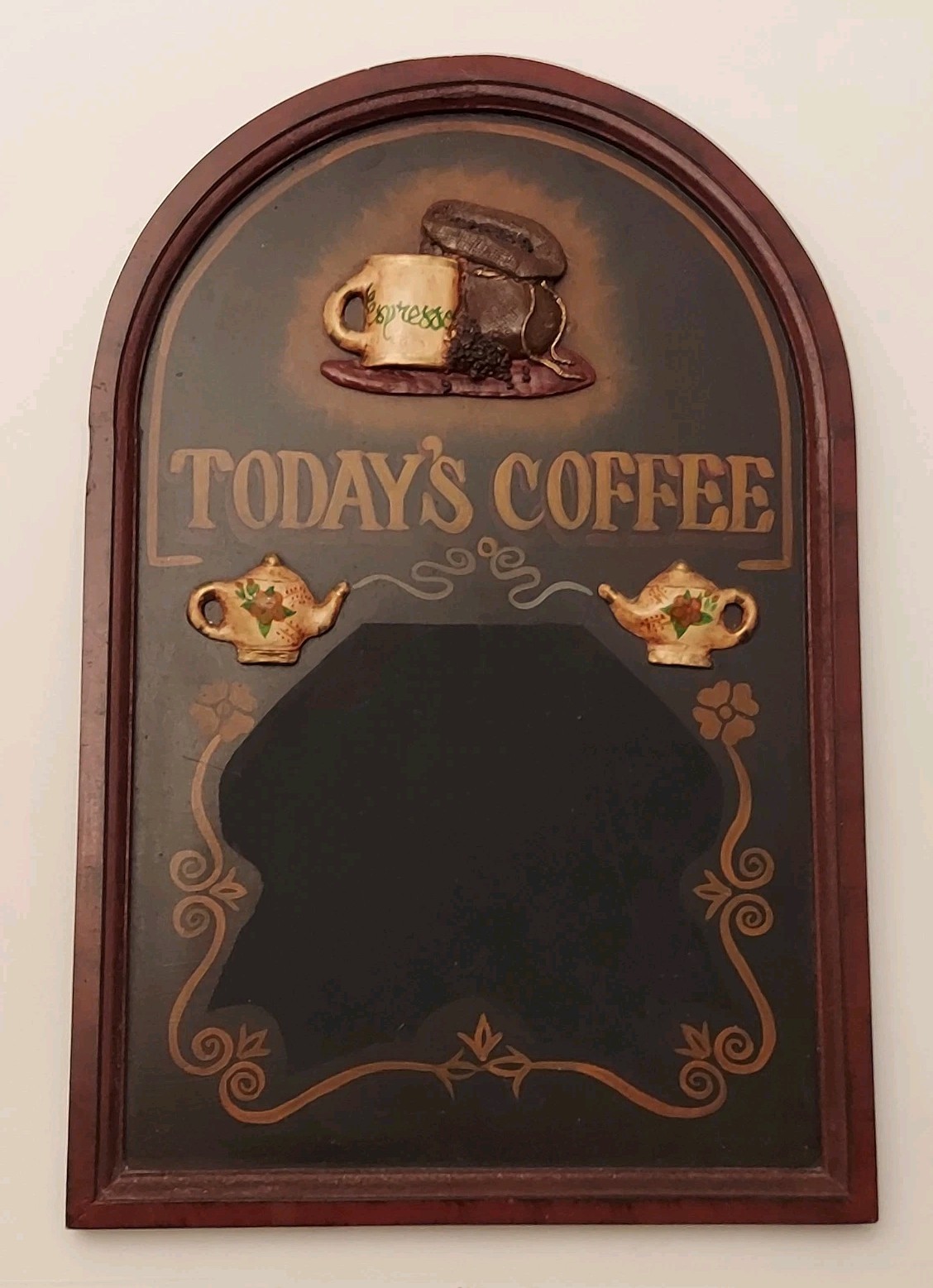Vintage Café Chalkboard Sign “Today’s Coffee” Shop Special Handpainted 3D Detail