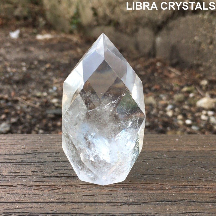 Faceted Clear Quartz Crystal Point Polished Gem Cut Quartz Freeform Generator