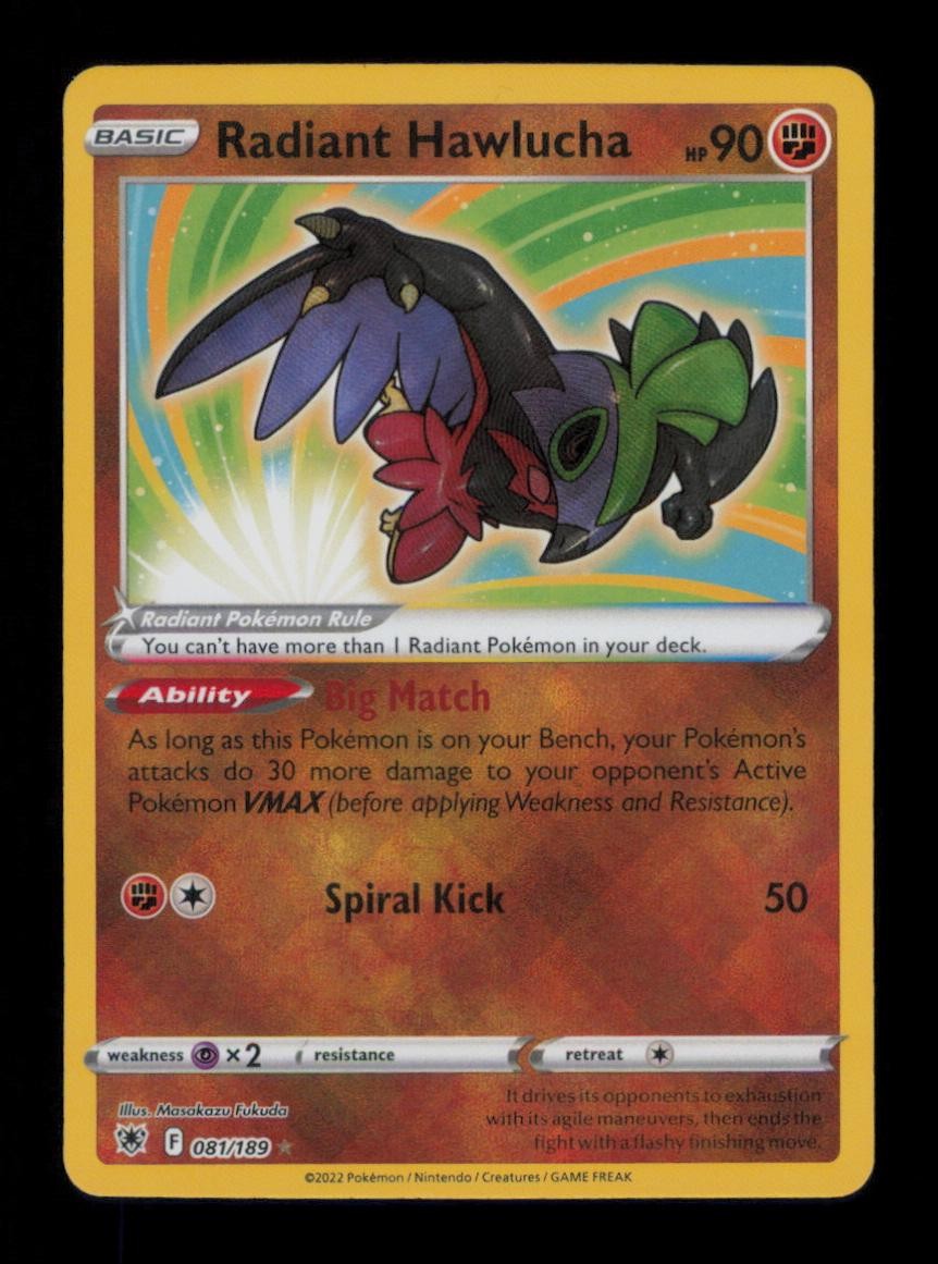 HOLO RADIANT HAWLUCHA RADIANT RARE 081/189 NM POKEMON