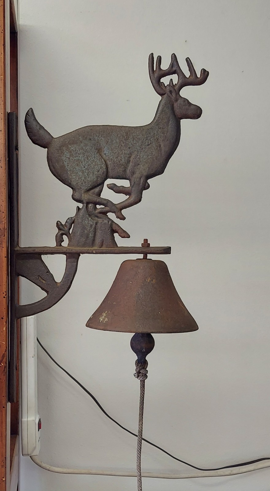 Large Deer Dinner Bell Heavy Duty Cast Iron Antique Brown Finish Cabin Decor