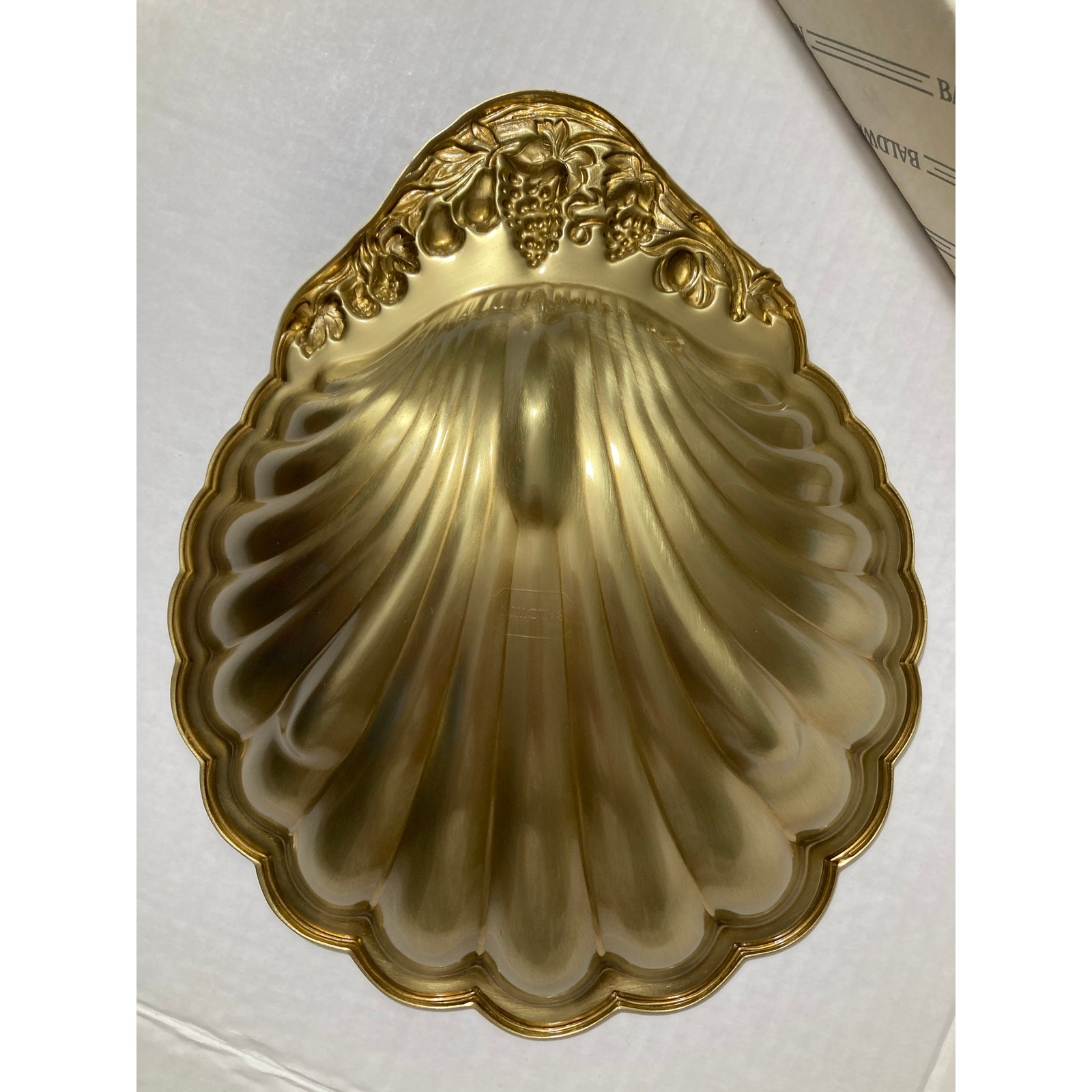 vintage ANTIQUE BALDWIN SOLID BRASS SPRING GARDEN CLAM SHELL DISH BEACHYWITH BOX