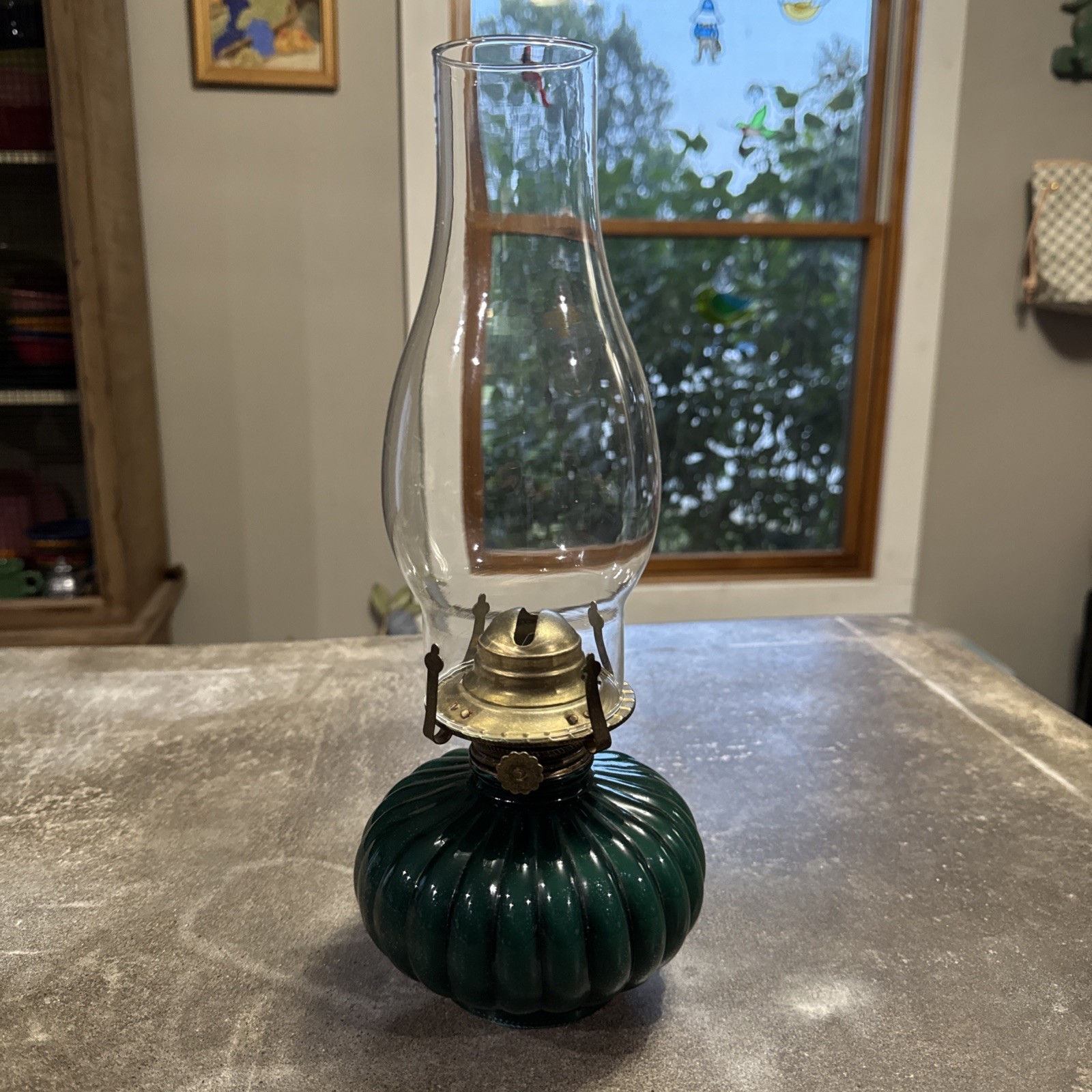 Vintage Lamplight Farms #330 Oil Lamp – Green Rib Base – No Wick