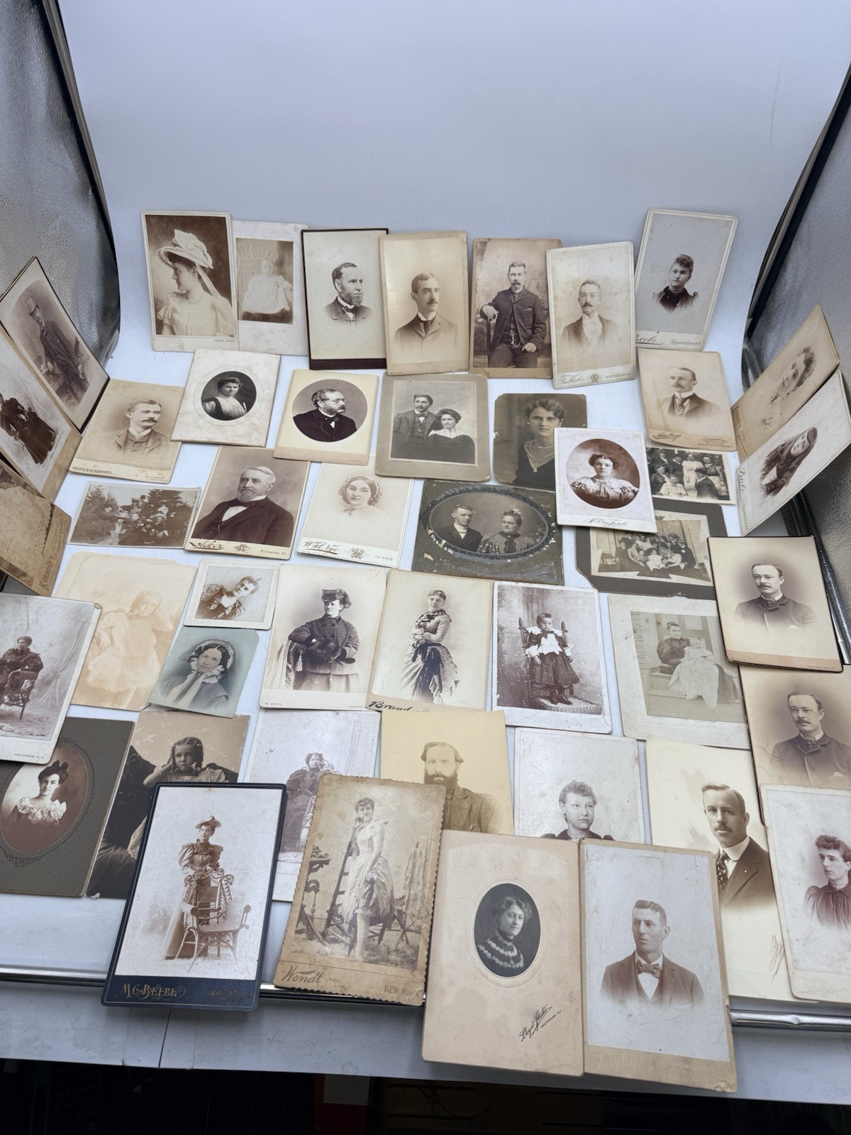 45 Antique Photographs Cabinet Cards Women Men Children Victorian Era Portraits