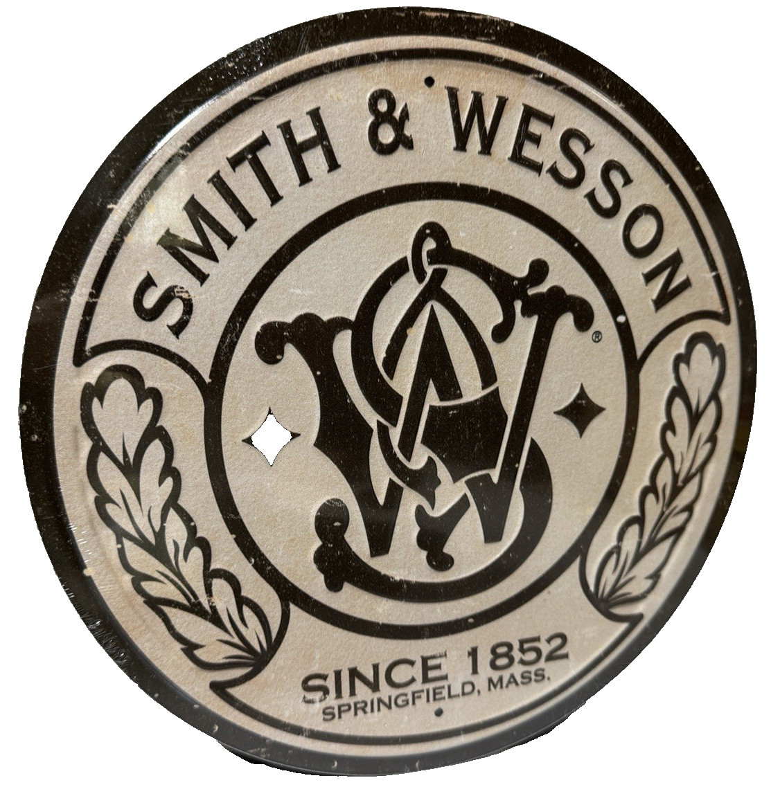 Smith & Wesson Round FULLY EMBOSSED Sign wall decor 11.75 ” inch Made in USA