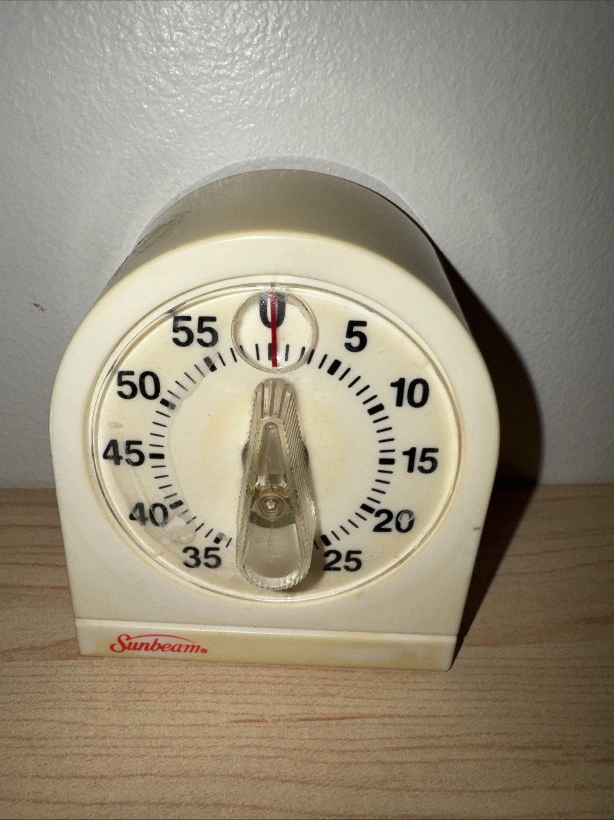Vintage Sunbeam Mechanical Kitchen Timer – Cream White Mid-Century Modern