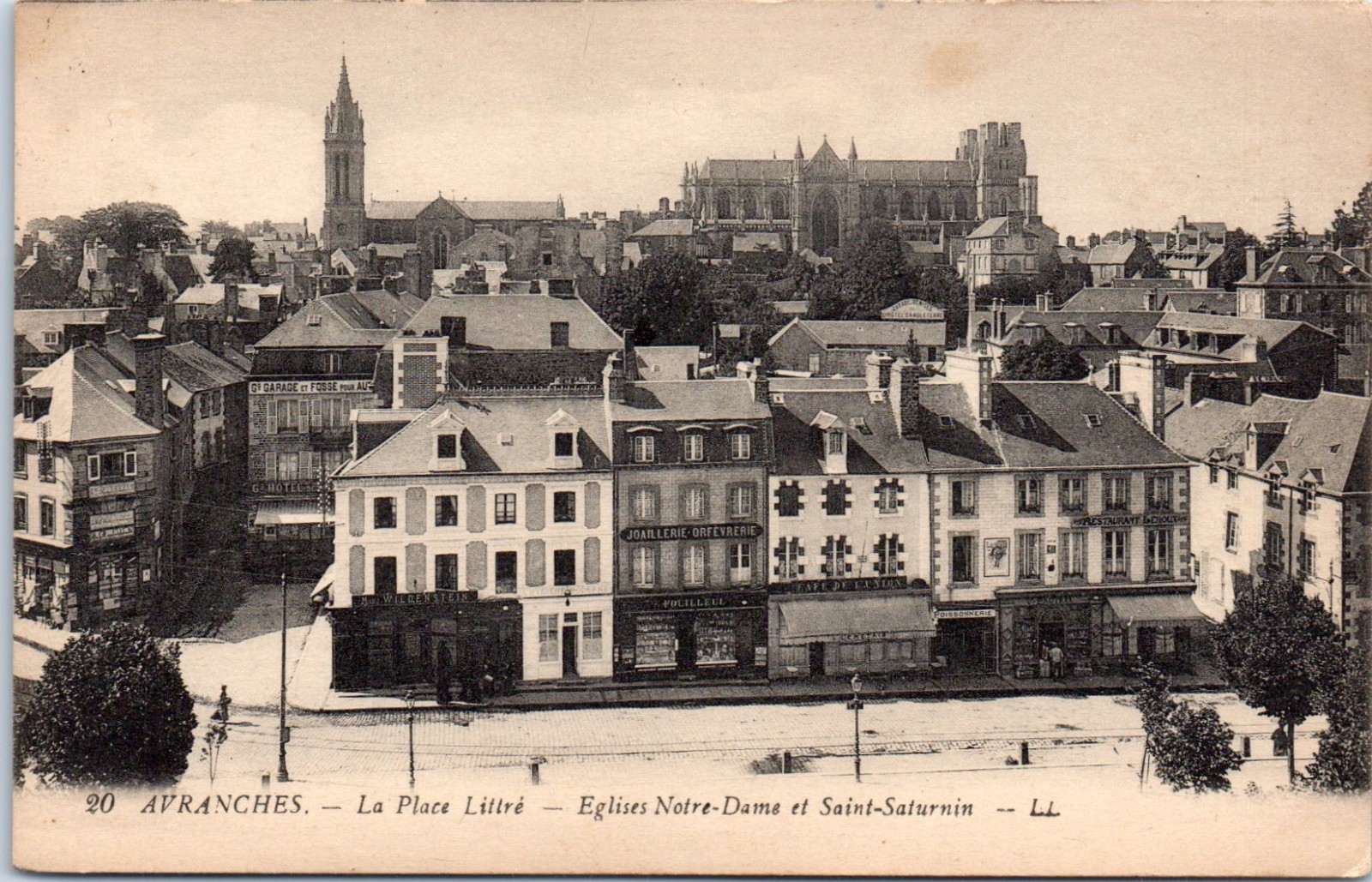 1910s Notre Dame and Saint-Saturnin Churches Avranches Normandy France Postcard