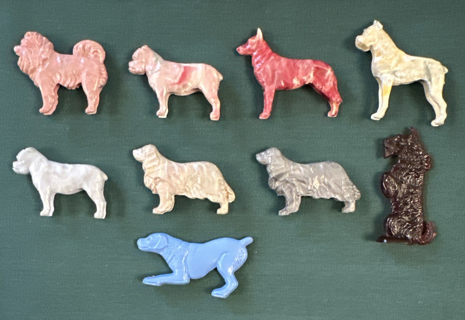 Lot of 9 CRACKER JACK 1950s Dogs Most Stand-up Cockers Poodle Dane Boxer Pug