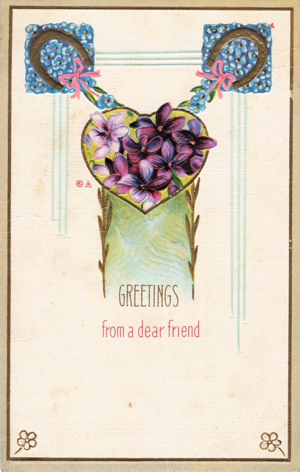 Embossed Greetings Postcard Divided Back (34h)