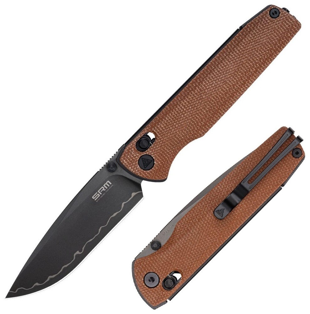 SRM Knives Terrier Folding Knife 3.5″ 140Cr14MoV3Nb Steel Blade Micarta Handle
