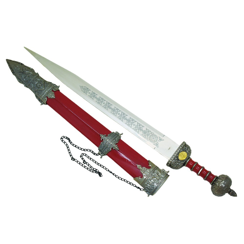 31″ Julius Caser Gladius Roman Sword Etched Blade with Stand