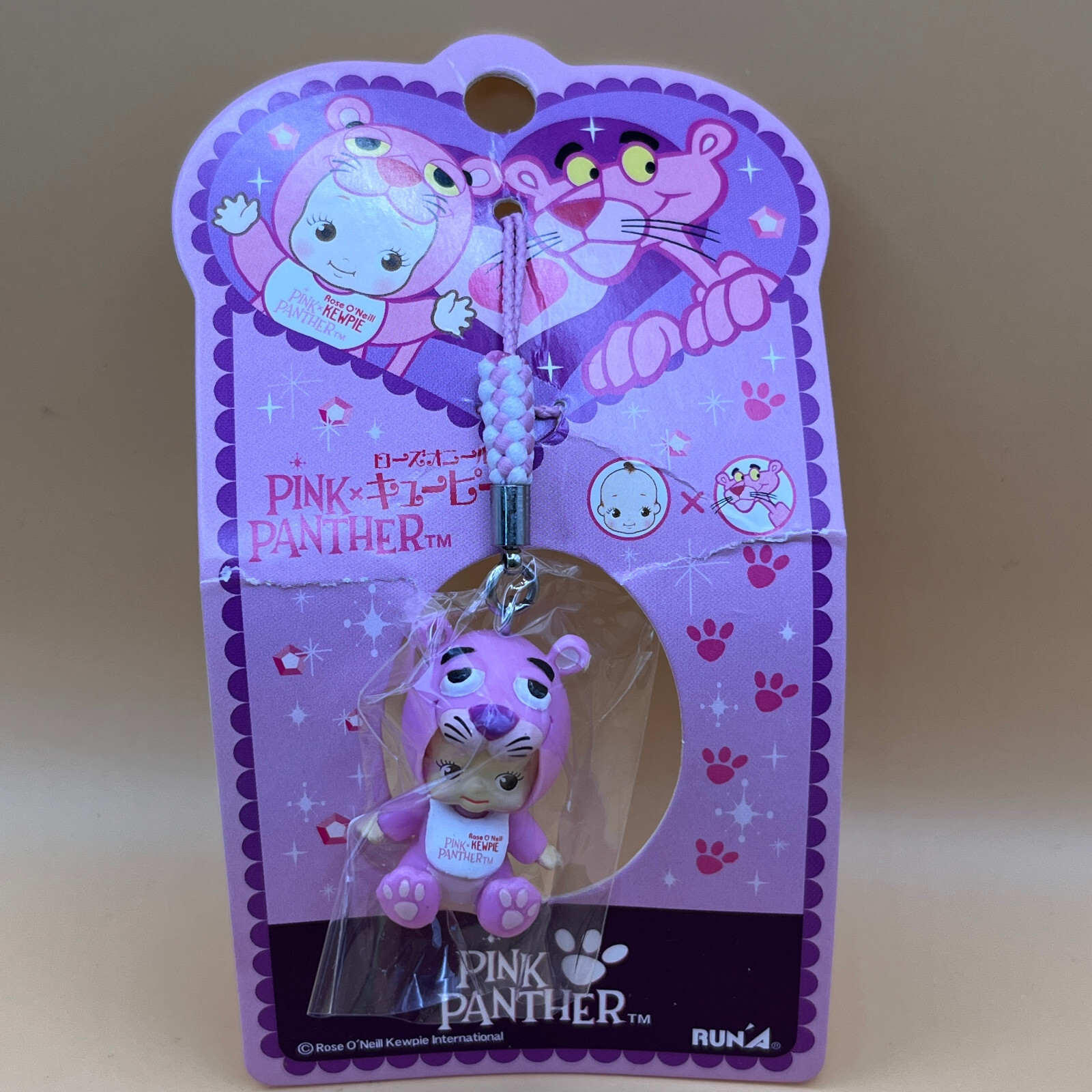 Rose O’Neill Kewpie QP Pink Panther Mini Figure Netsuke Strap Key Chain Japan