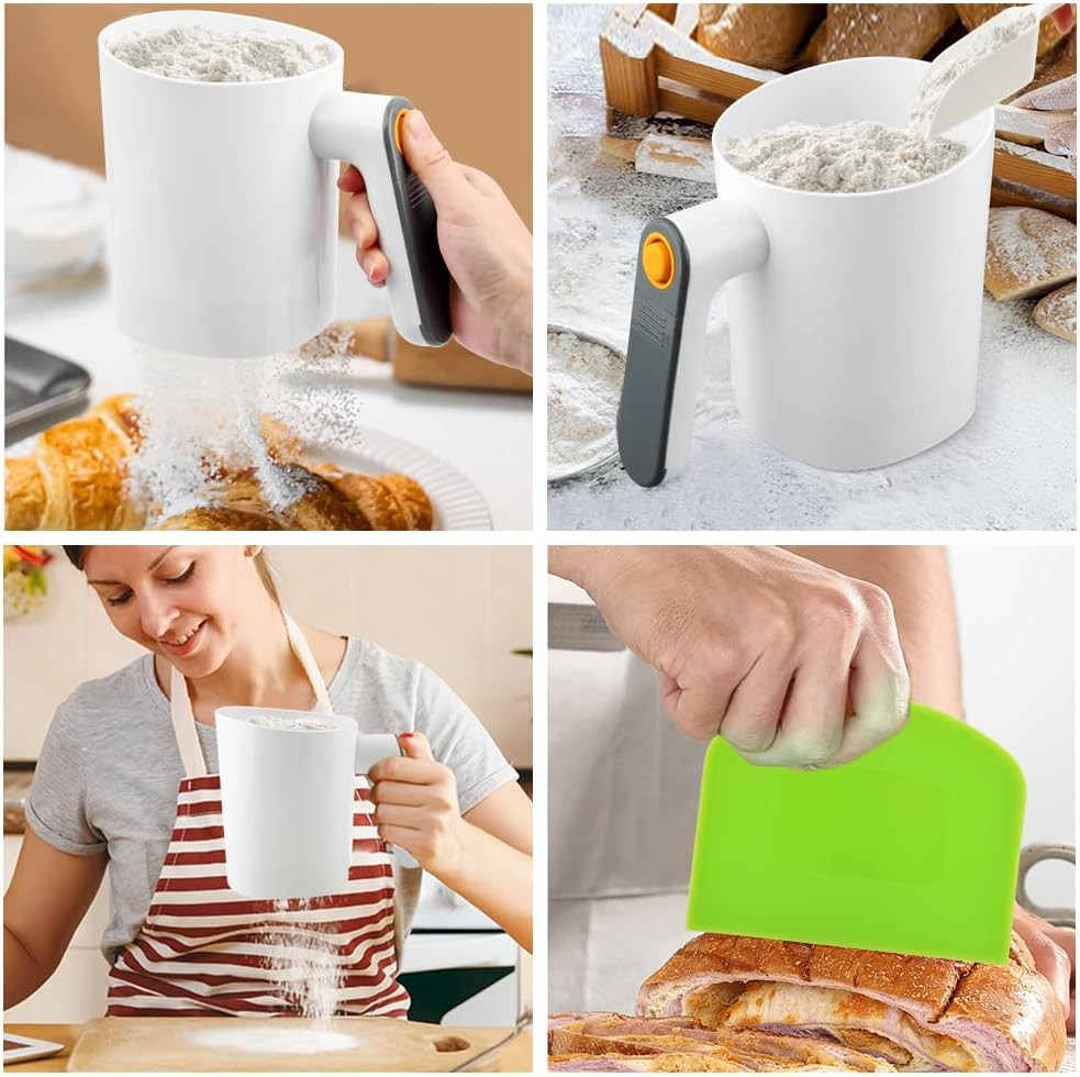 Electric Flour Sifter, Battery Operated Flour Sifter Cup，Easy to Clean, Ergonomi