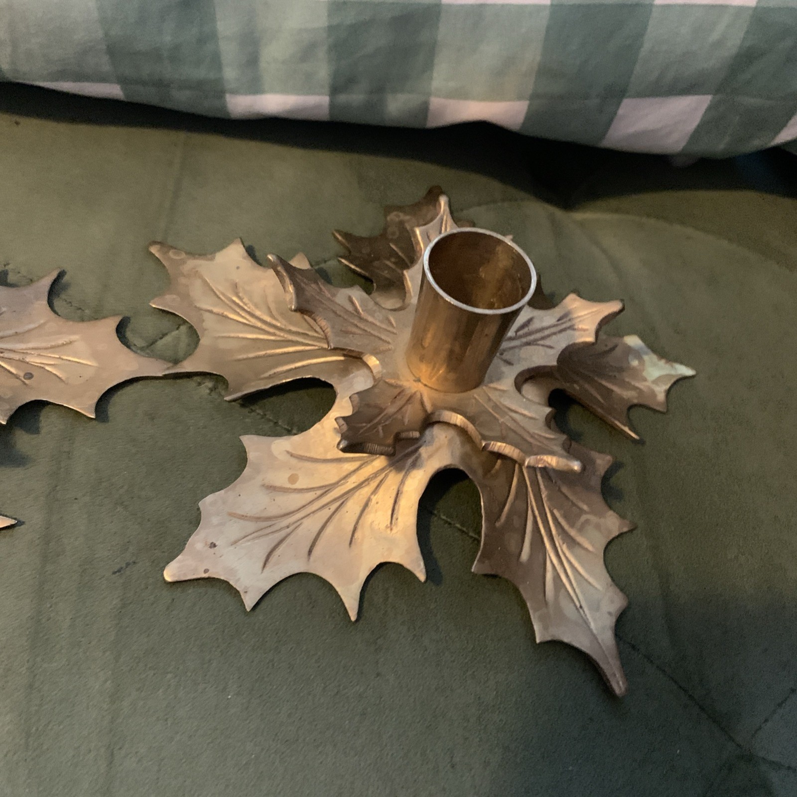 Decorative Crafts Inc Solid Brass Botanical Shape Taper Candle Holder