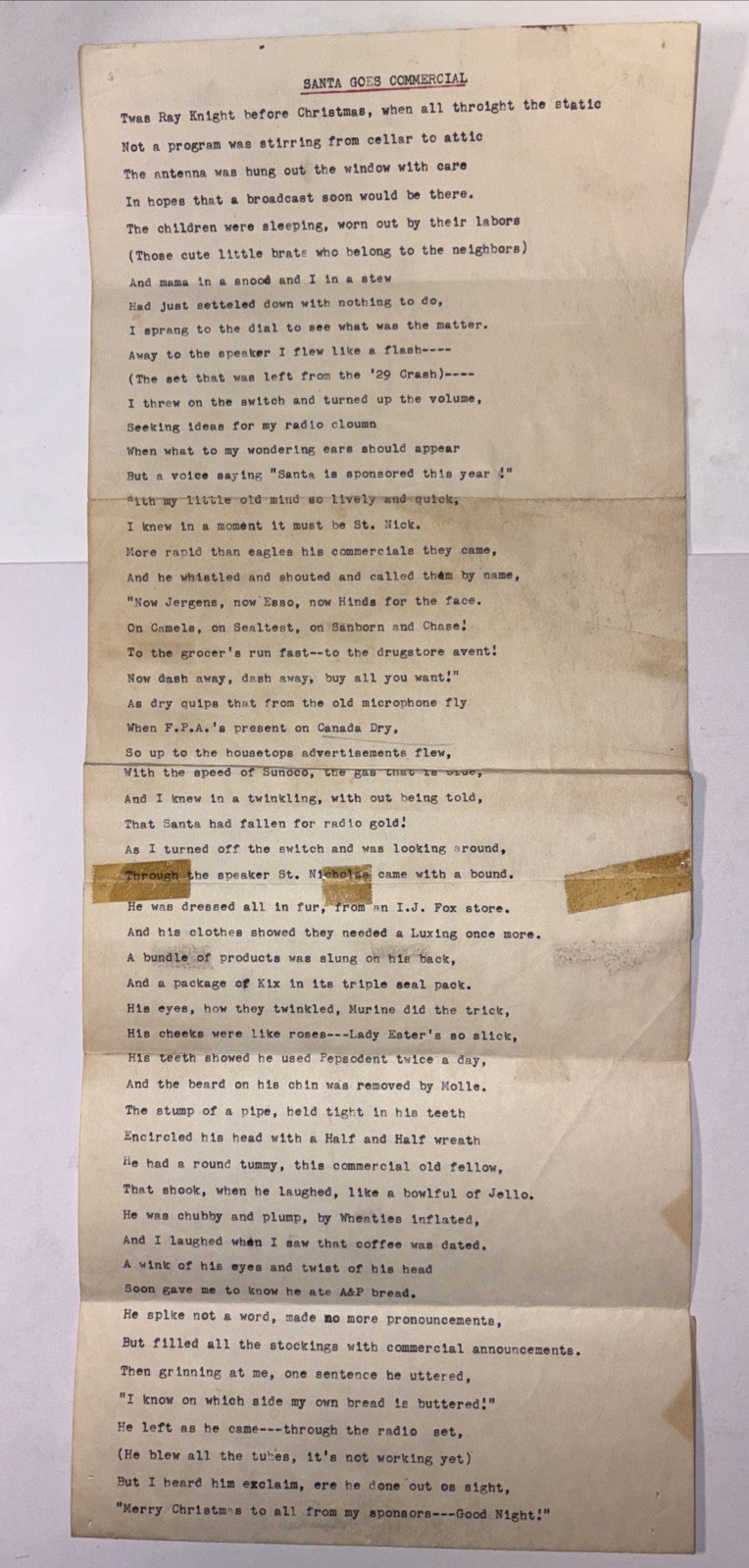 1940s “Santa Goes Commercial” Poem by Ray Knight – Woman’s Day Magazine Parody