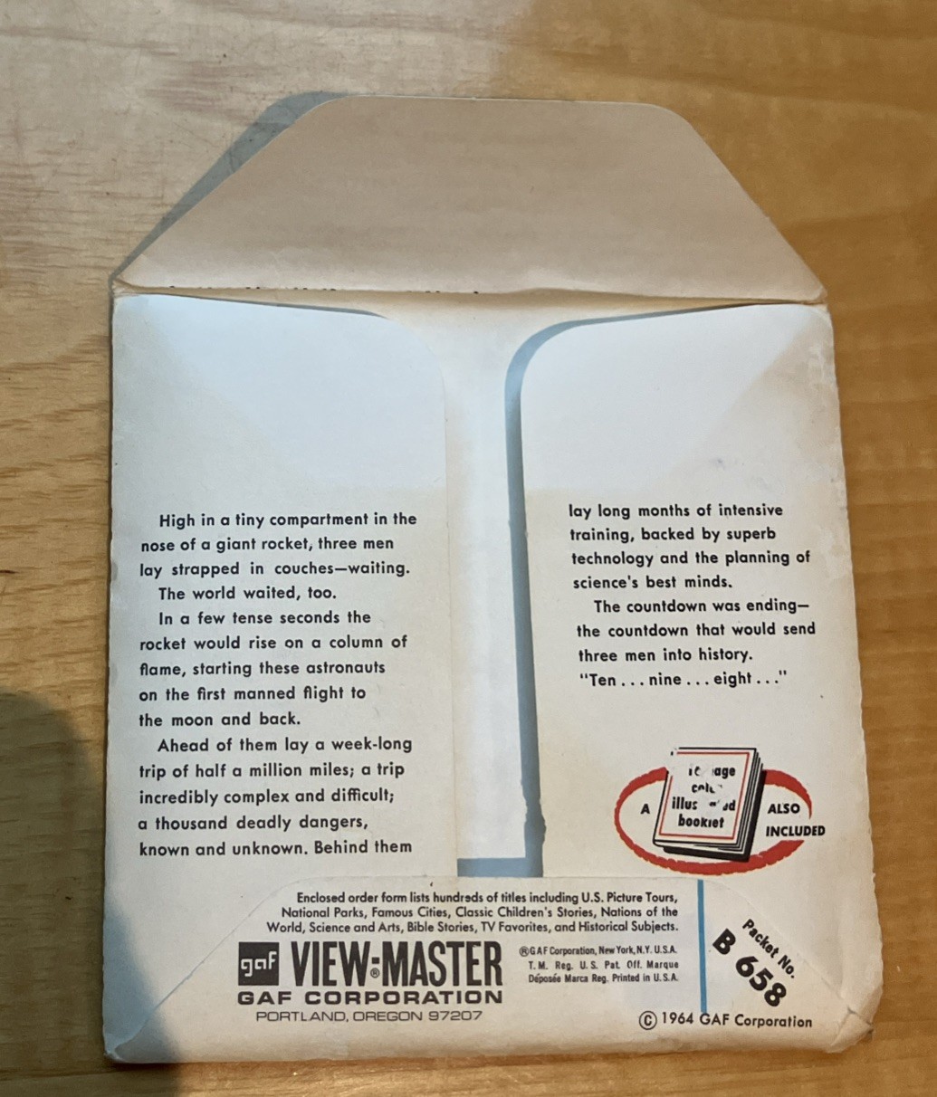 1964 Project Apollo View Master Packet B658 3 Reel Set & Book NASA Man on Moon