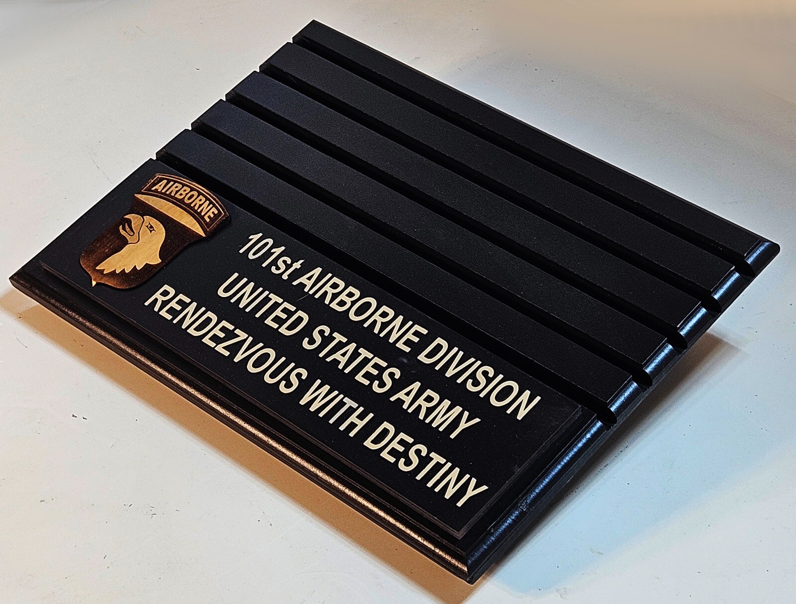 US Army 101st Airborne Division desktop challenge coin display appx 30 coins