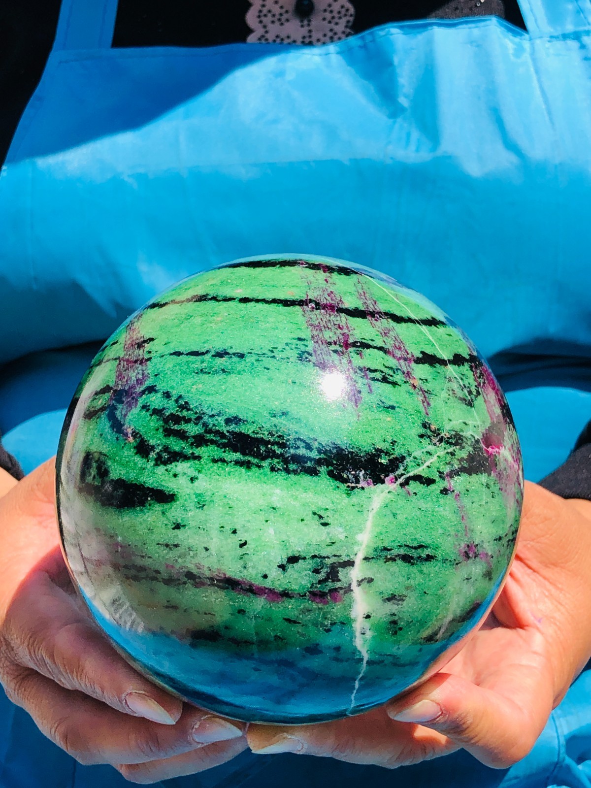 6.46LB Natural green Ruby zoisite (anylite) crystal ball sample Healing