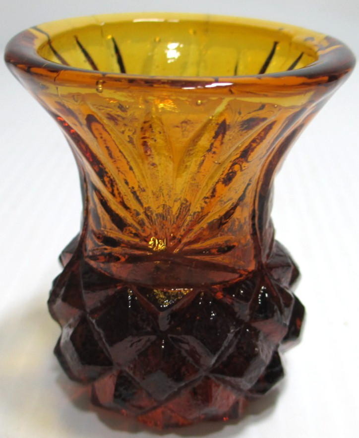 Vintage Glass Toothpick Holder Brown Pineapple 2 1/4″ Tall