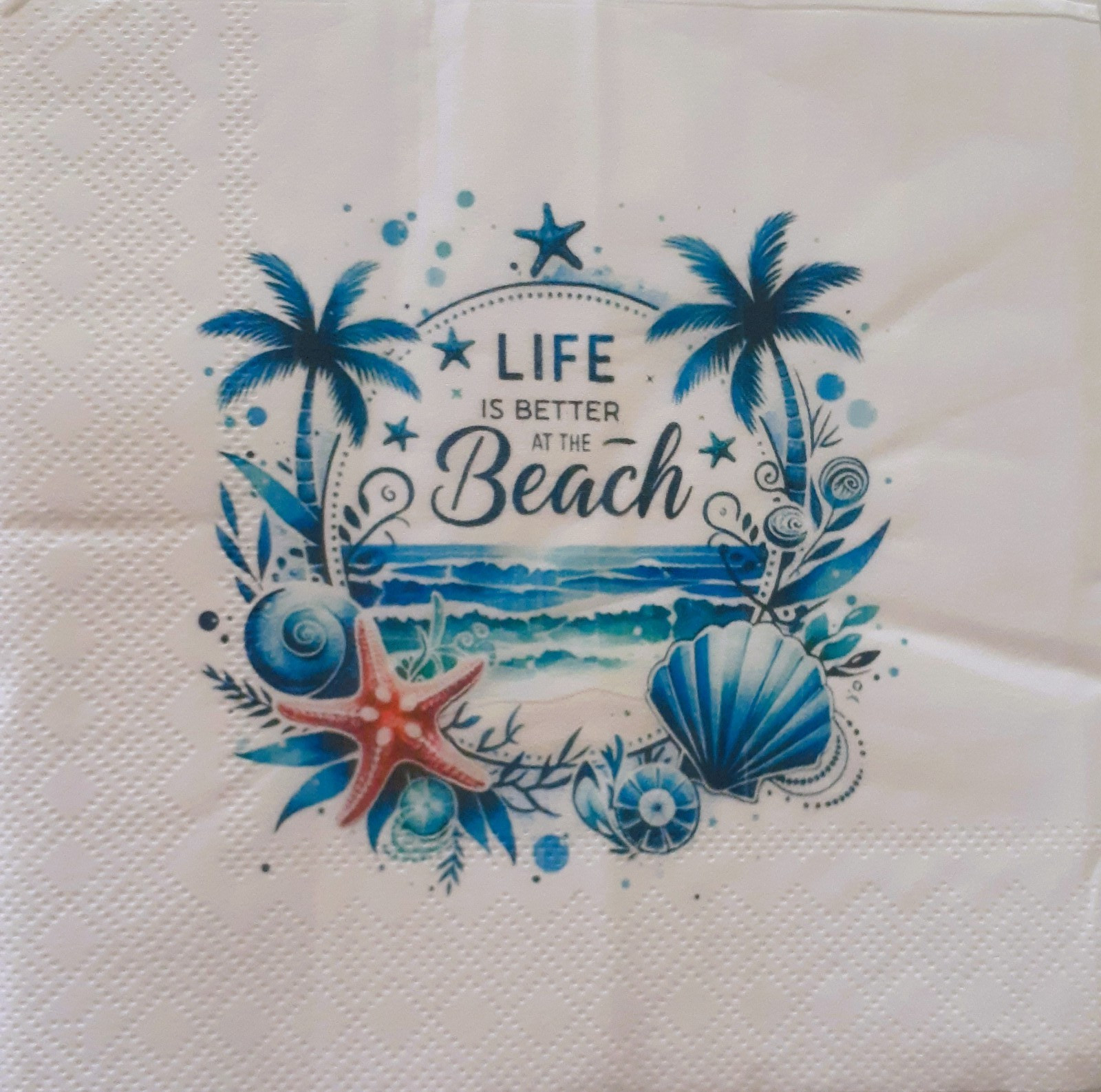 2 individual Paper Decoupage NAPKINS -BEACH LIFE SEALIFE 1 MOTIF FOR SHELLS