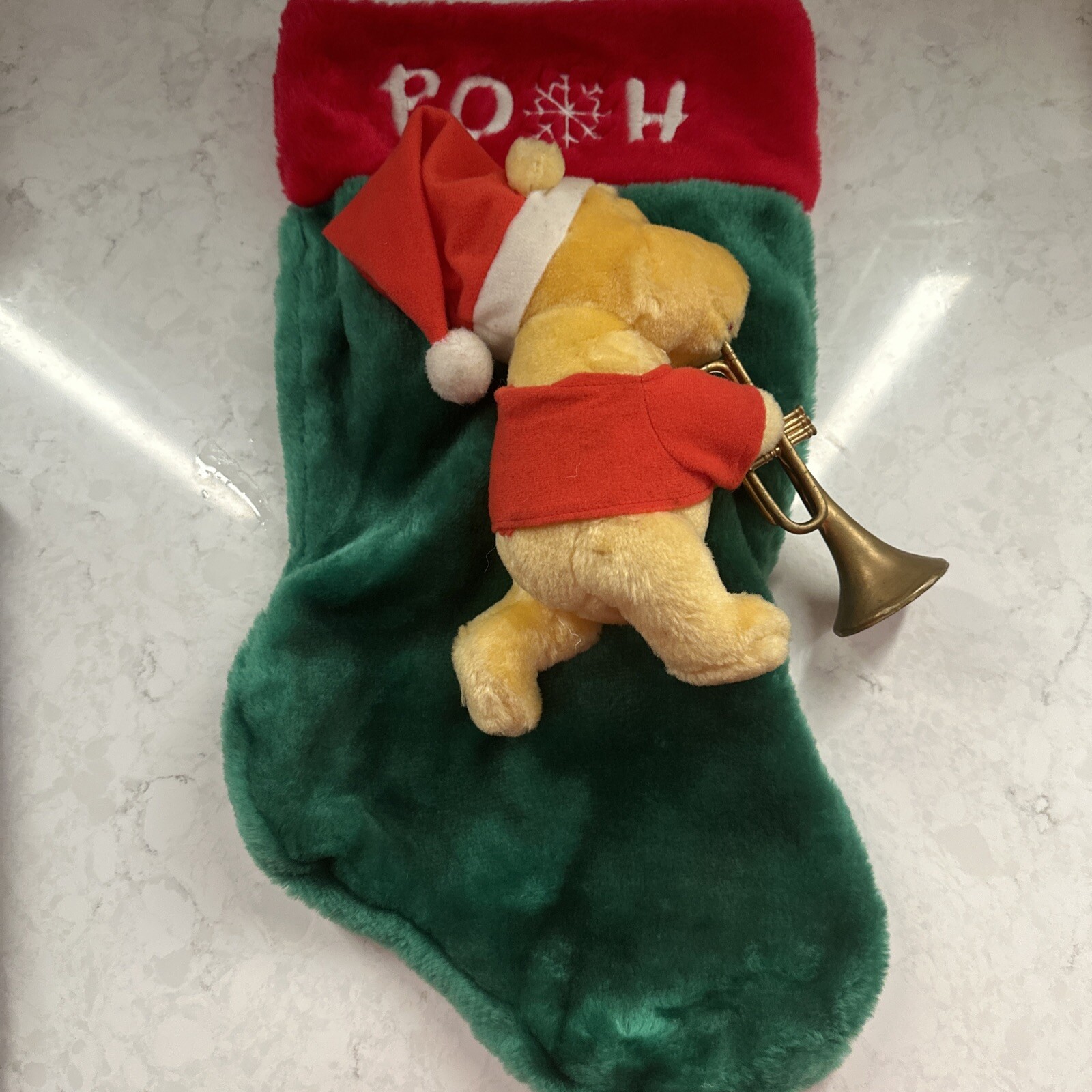 Winnie the Pooh 3D Christmas Stocking 16.5in Trumpet Disney Vintage Disney Santa