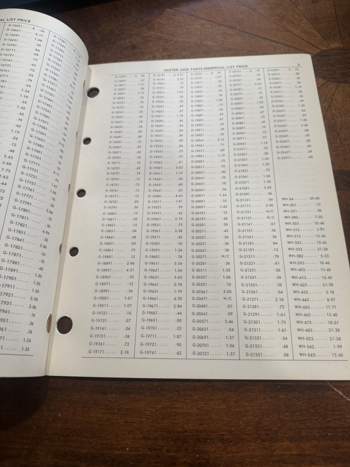 Walker Manufacturing Co Master Jack Parts Numerical List Price Booklet 1960