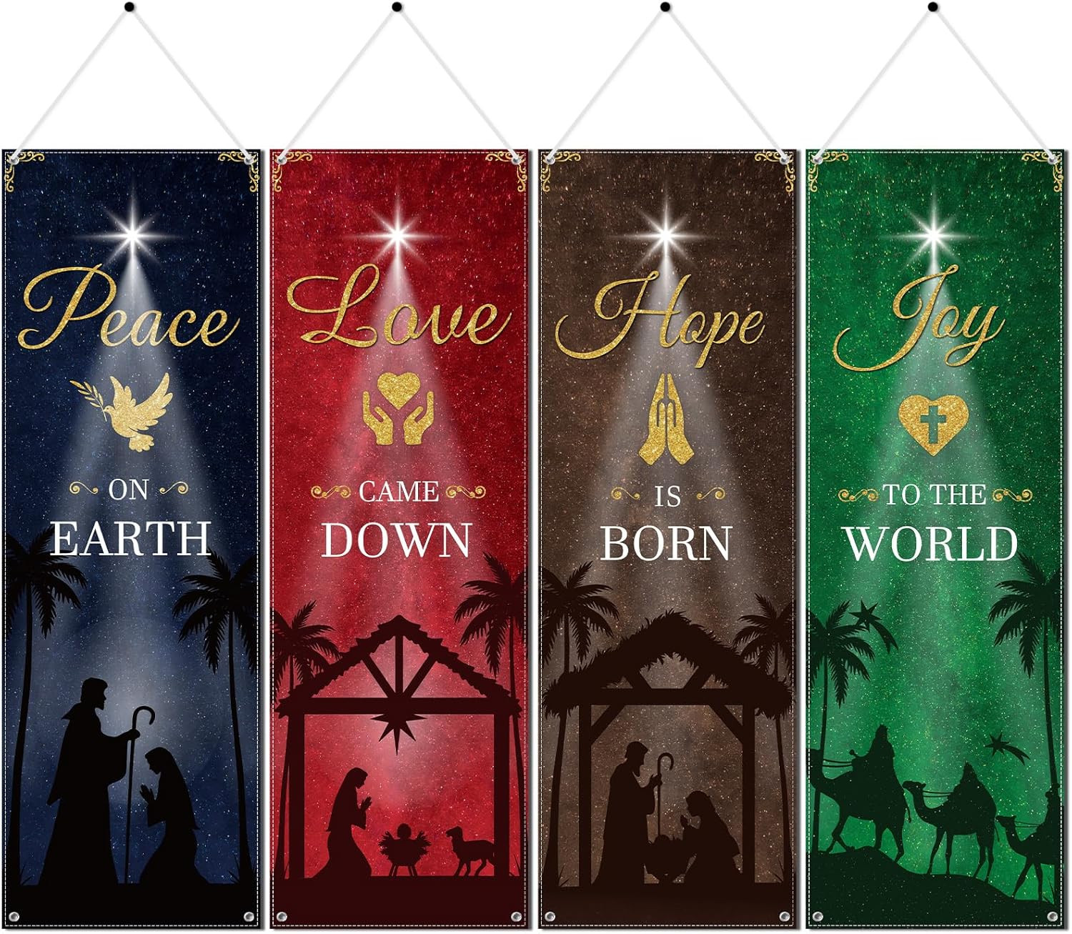 Church Banners for Sanctuary Wall, Christian Inspirational Nativity Banners Deco