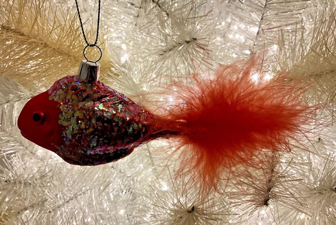 Pier 1 Imports 7×2” Fish Feather Tail European Glass Christmas Ornament In Box