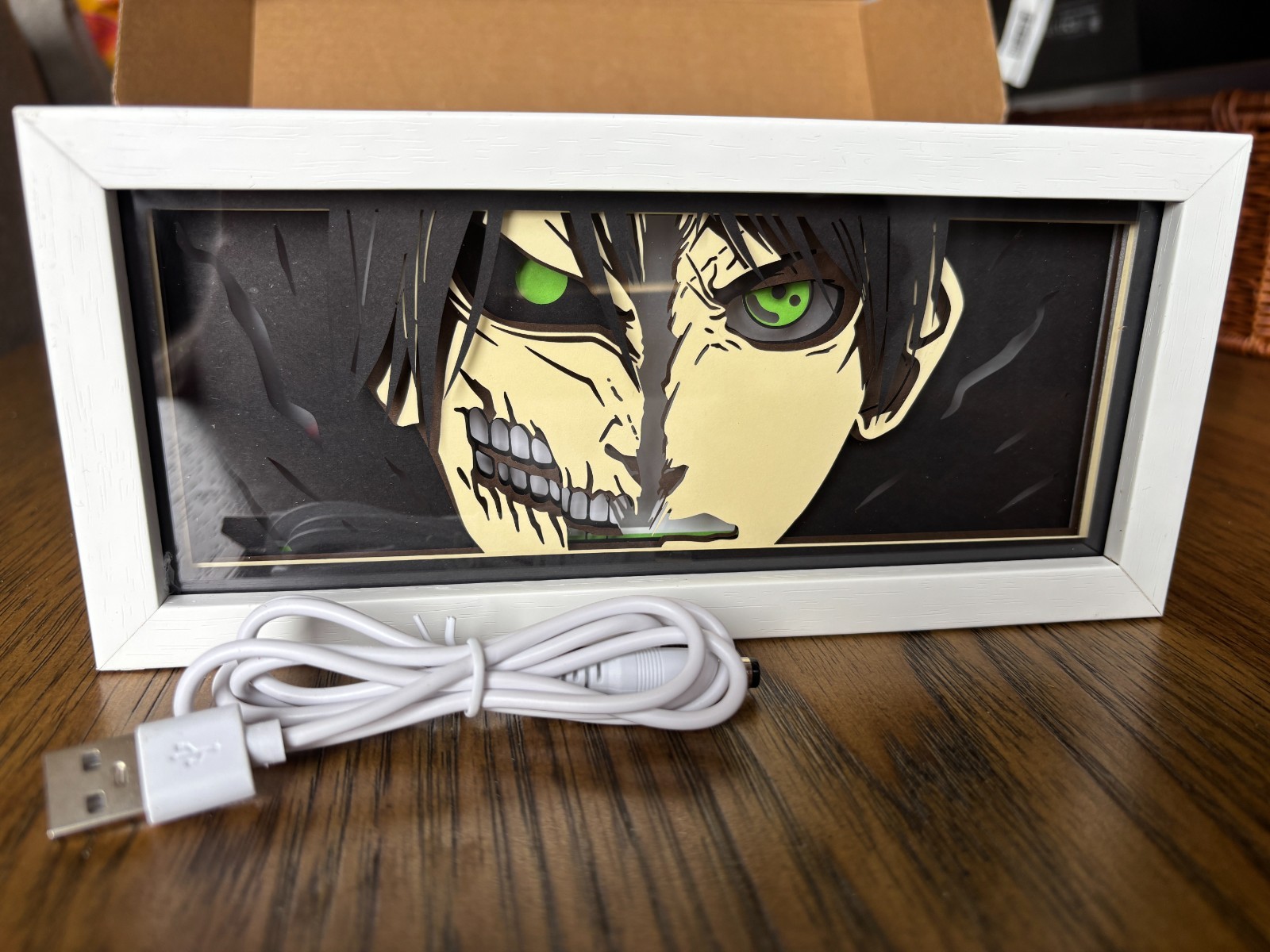 Attack on Titan LED Night Light / Table Light – Eren Yeager – Desk Art; Open Box