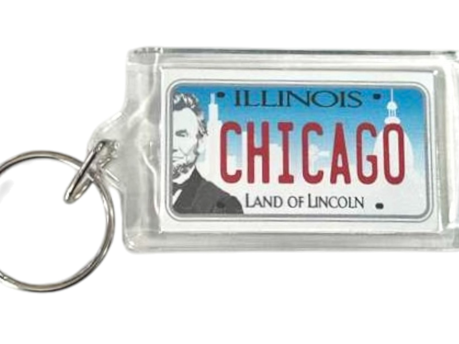 Chicago Illinois License Plate Acrylic Rectangular Souvenir Keychain 2.5″ X 1.5″