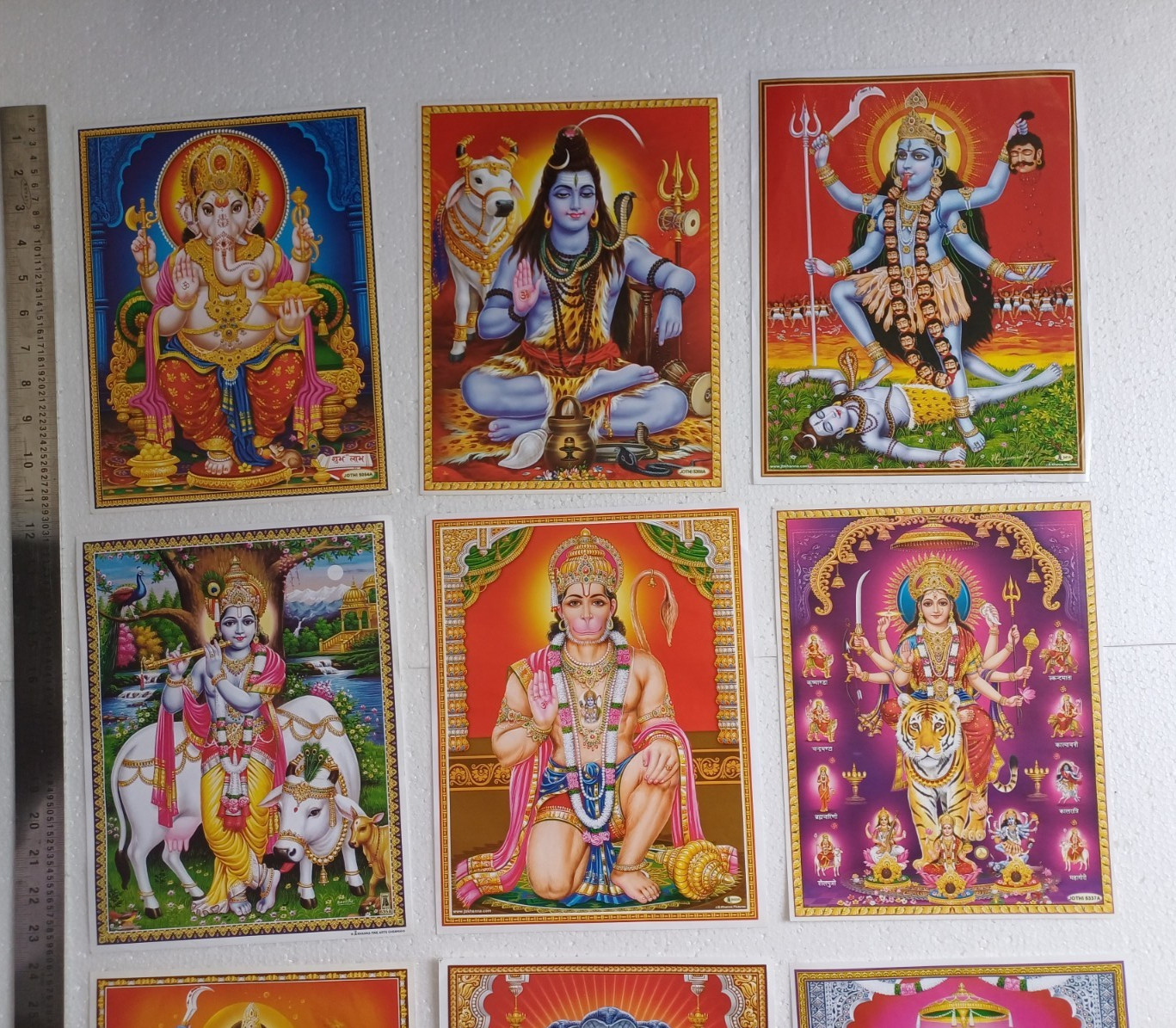 38 Hindu Posters Size 8.5×11 ~Shiva Durga Kali Krishna Rama Hanumana Shri Yantra