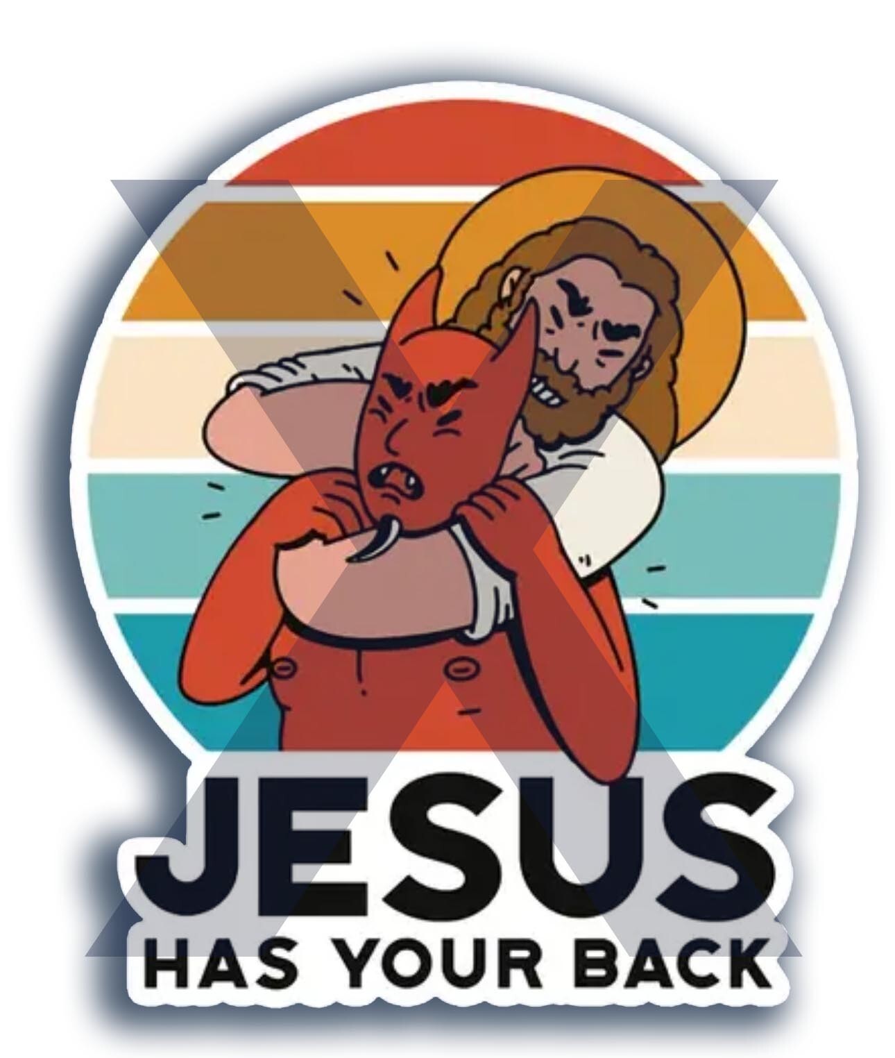 5″ tall Jesus Has Your Back Vinyl Sticker Car Truck Vehicle Bumper Decal
