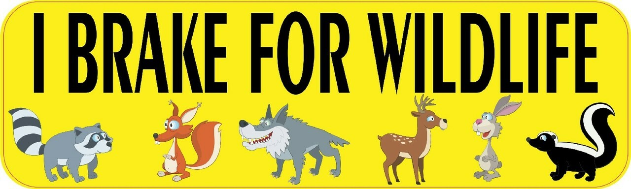 10in x 3in I Brake for Wildlife Bumper Sticker Decal Vinyl Windo