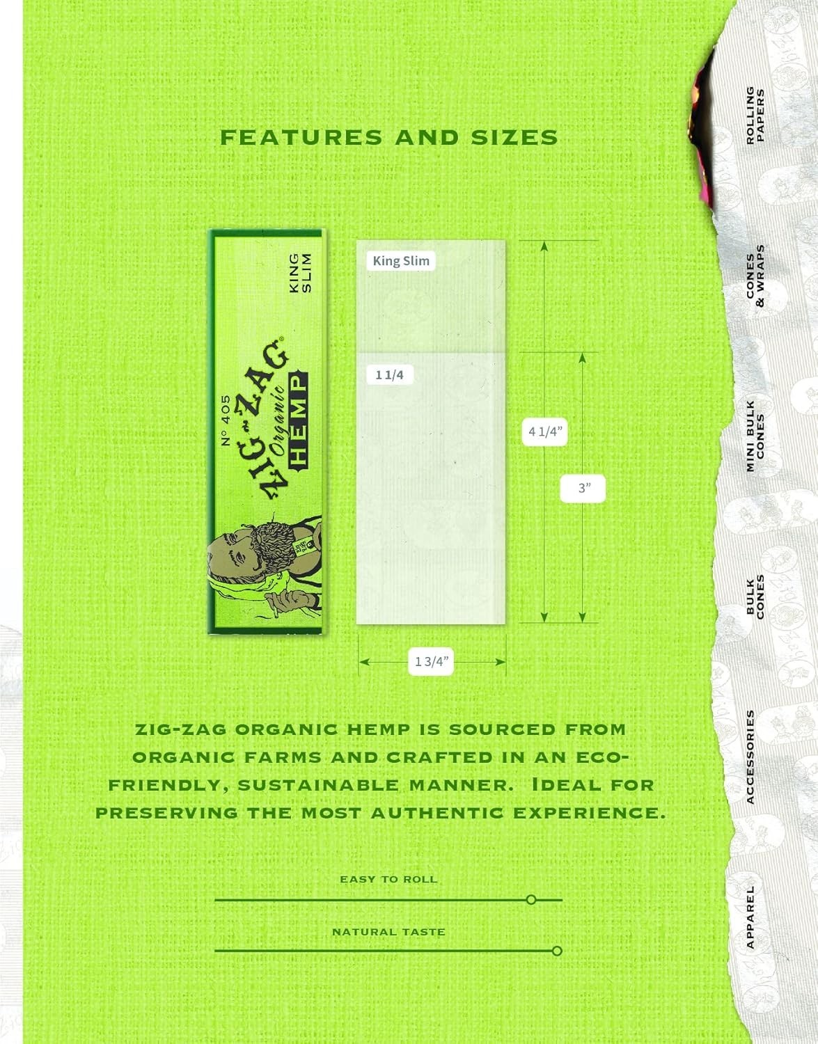 ZIG-ZAG Hemp Rolling Papers 1¼ Size (24 Booklets) – 50 24 Count (Pack of 1)