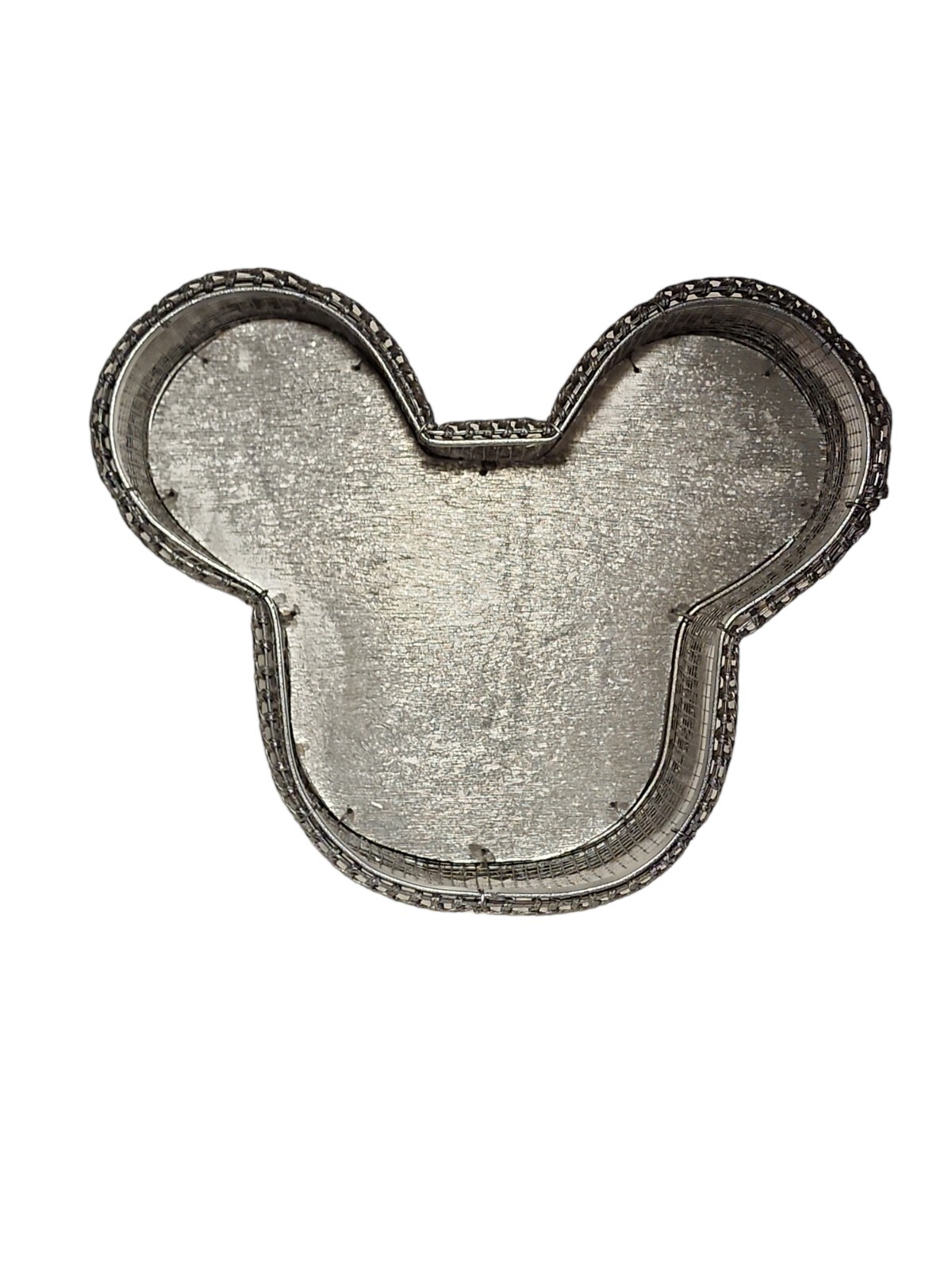 Disney Store Mickey Head Silver Storage Basket Wire Wicker 14″ x 11″ Cast Member