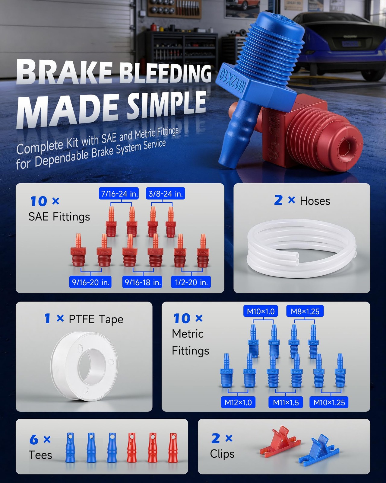 Master Cylinder Bleeder Kit Compatible with 14151, 31pc Complete Brake Bleeder