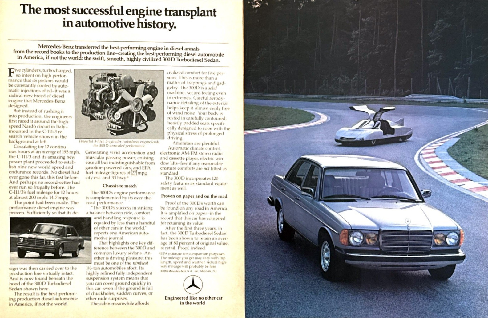 1983 Mercedes-Benz 300 D Turbodiesel Luxury Sedan photo 2-page vintage print ad