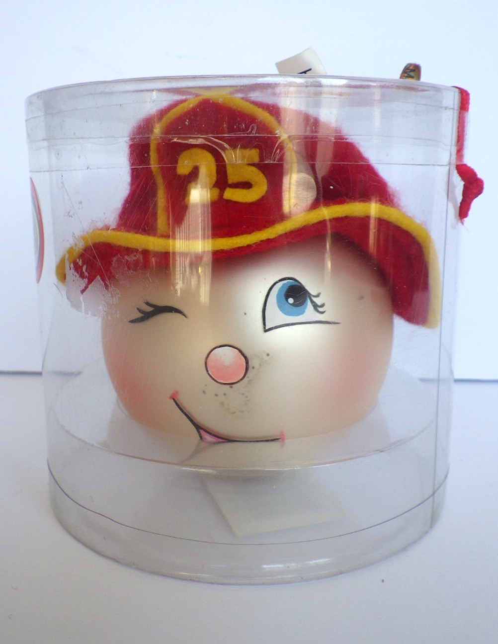 Kurt S Adler Fireman Hat Buddies 3″ Christmas Glass Ball Ornament New in Package