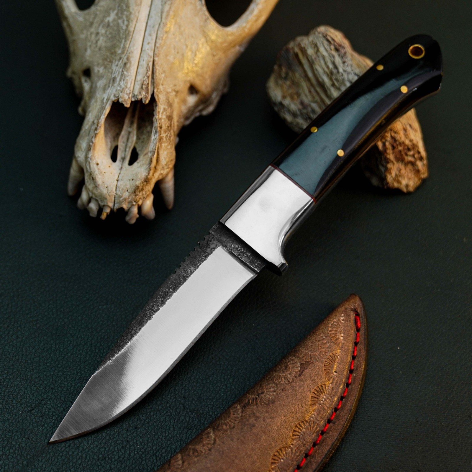 8.7″ Drop Point Skinner Knife Stainless Steel Hunting Blade with Resin Handle